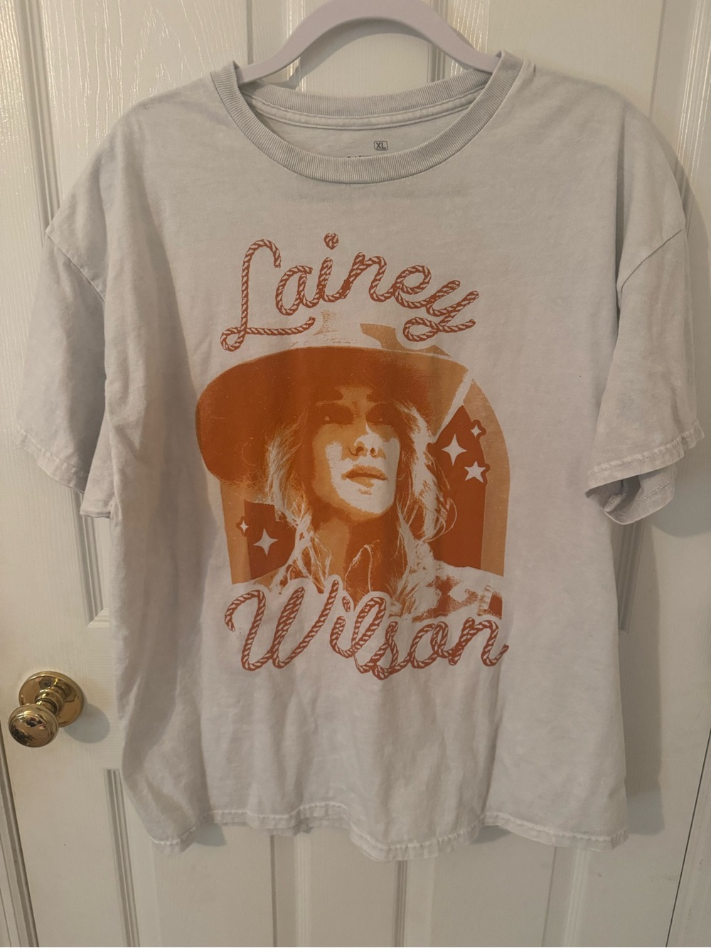 Lainey Wilson Graphic Tee - White with Orange Print